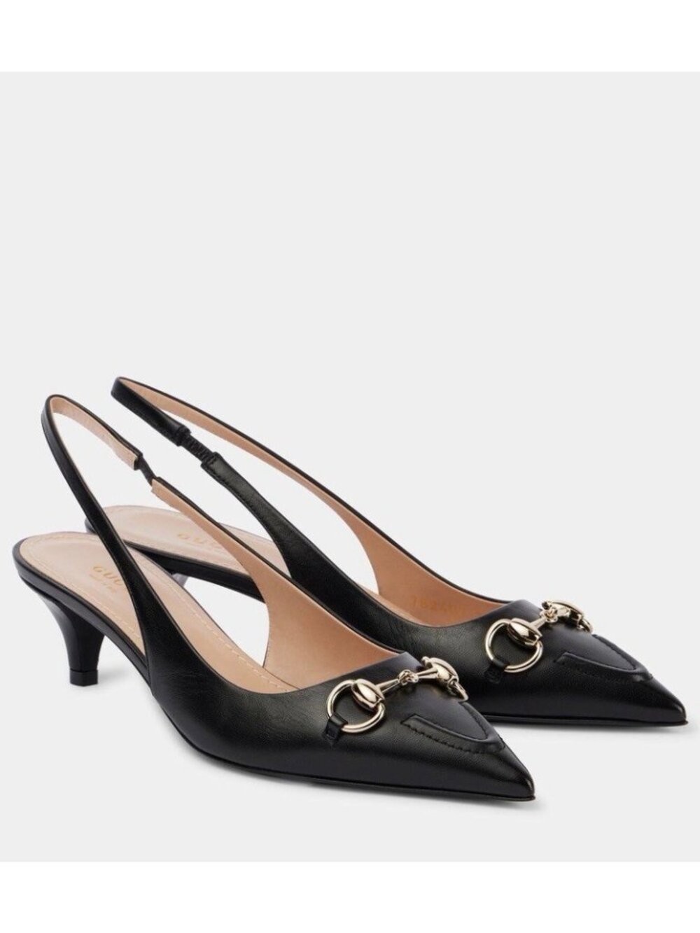 NEW Gucci Horsebit leather slingback pumps Black Sz 39 EU 100% Authentic